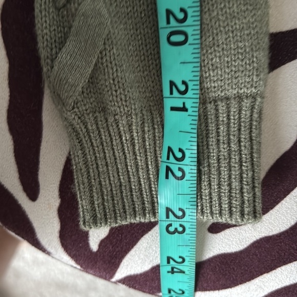 Garage green oversized open cardigan with pockets and braided sleeves Sz Large - Picture 10 of 11